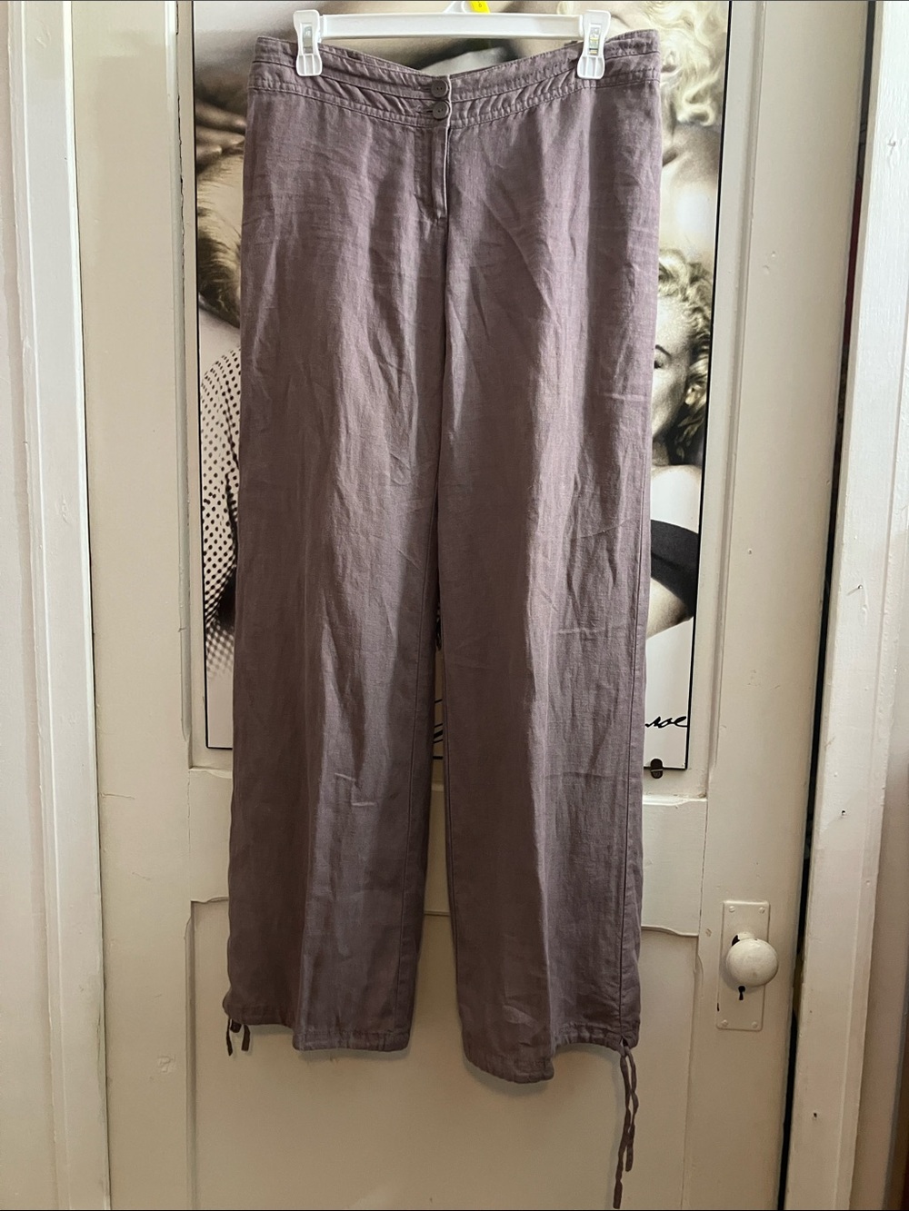 Casual Lightweight Linen Drawstring hem Pants -